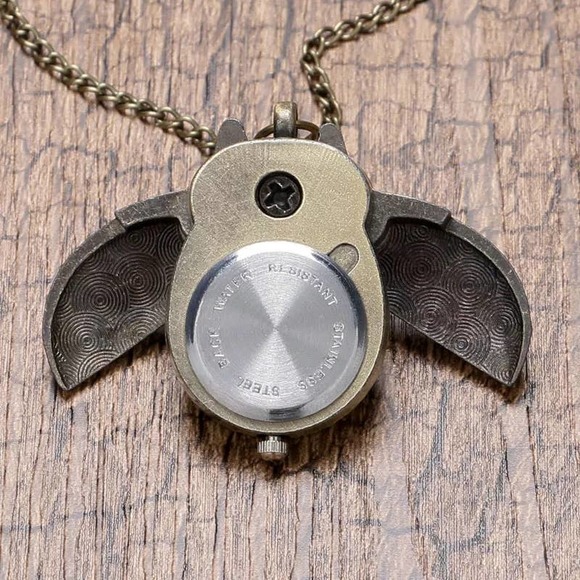 Owl Watch Pendant NEW Bronze Metal Pocket Watch Necklace - Picture 3 of 13